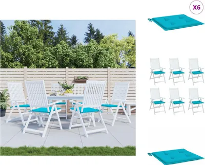 Zdjęcie produktu dla vidaXL Poduszki na krzesła ogrodowe 6 szt. Turkusowy materiał 50x50x3 cm - Poduszka na siedzisko