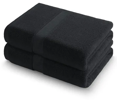 Zdjęcie produktu dla Zestaw dwóch ręczników do kąpieli – 100% bawełna, 500 g/m², miękkie i chłonne, 70x140 cm, kolor czarny