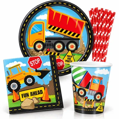 Produktbild von Baustellen Kindergeburtstag Deko Partyset für 8 Kinder