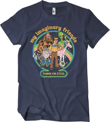 Produktbild von My Imaginary Friends Think I'm Cool T-Shirt - Small - Navy