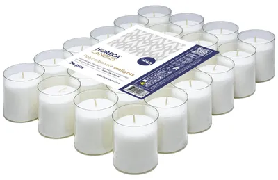 Teelichter 24er Set – 24 Std. Brenndauer – weiß – unparfümiert – Kunststoff