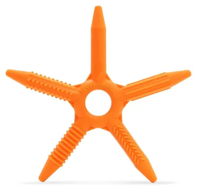 Imagen del producto de ARK SolaBite: juguete terapéutico para morder, de color naranja, con cinco puntas, modelo XXT. Accesorio sensorial para masticar, herramienta con 5 brazos de diferentes texturas, para proporcionar una variedad de estímulos sensoriales.