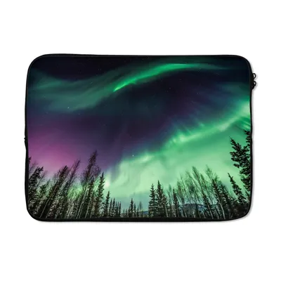Produktbild von MuchoWow® Laptop Hülle 14 ZollNordlichter - Nadelbaum - Alaska Laptoptasche - Laptoptasche - Stoßsicher - Schutzhaube