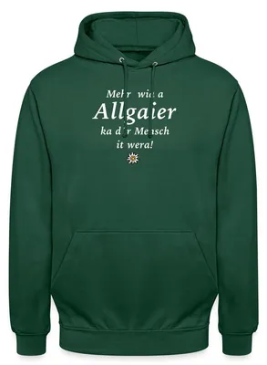 Produktbild von Spreadshirt Mehr Wia A Allgaier Allgäu Allgäuer Uni Hoodie, M, Flaschengrün