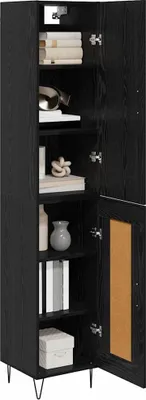 Image de vidaXL Buffet haut noir aspect chêne 34,5 x 34 x 90 cm en aggloméré