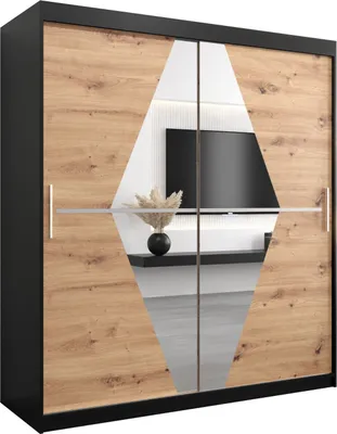 Produktbild von Kleiderschrank, Schiebetürenschrank Schlafzimmer, Schrank mit Spiegel BOLIWIA 180 cm