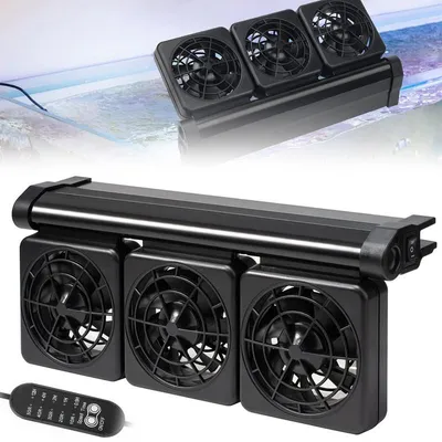 Produktbild von Aquarium Kühlventilator 3 Köpfe 12V leise, Temperatur Senkung 2–4°C, Clip Aquarium Lüfter 5 Stufen für Sommer Hitzeschutz