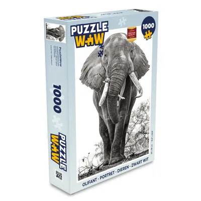Obrázek produktu pro MuchoWow® Puzzle 1000 dílků Slon - Portrét - Zvířata - Černobílé - Hračky - Pro malé i velké - Hry - Skládačky