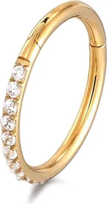 Produktbild von Karisma Titan Gold G23 Hinged Segmentring Charnier/Conch Clicker Ring Piercing Ohrring Zirkonia Stärke 1,2mm - 6mm