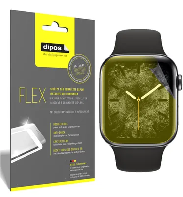 Produktbild von 2x Schutzfolie für Apple Watch Series 5 (44mm) Folie, 100% Displayabdeckung, dipos Flex