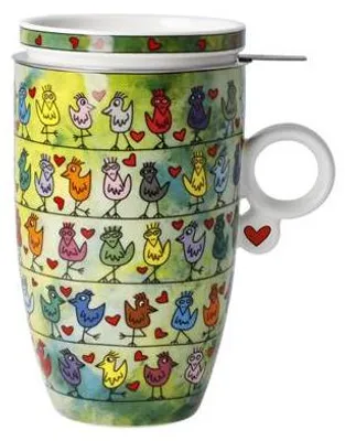 Produktbild von Goebel James Rizzi Birds on a Love Wire Teetasse mit Deckel und Sieb