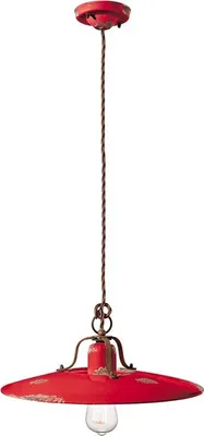 Produktbild von Vintage Land Eisen und rote Keramik-Kronleuchter 1 Licht E27