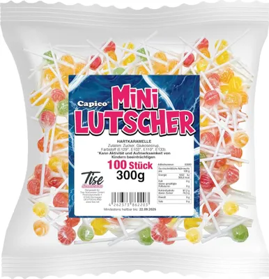 Obrázok produktu pre Capico Mini Lollipops jednotlivo balené s ovocnou príchuťou 300g