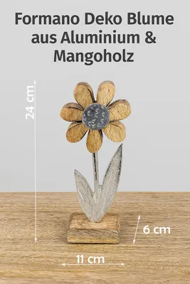 Produktbild von Kremers Schatzkiste Deko Blume Aluminium Mangoholz Sockel 24x11cm Dekoaufsteller
