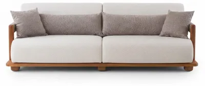 Image de Canapé 3 places moderne, couleur beige, en tissu, pour salon. Canapé rembourré