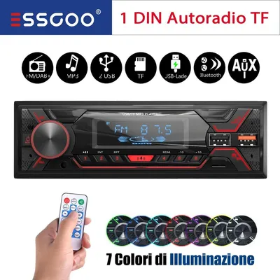 Obrázok produktu pre Autorádio 1 DIN s Bluetooth, handsfree funkciou, RDS, AM/FM rádiom, MP3 prehrávačom, USB, SD slotom, AUX vstupom, 4 kanálmi, výkonom 60 W, 12V, viacfarebným displejom a diaľkovým ovládaním. Model: 720S