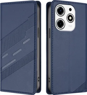 Produktbild von Hülle für Tecno Spark 10 Pro Magic, Kunstleder Brieftaschen Handyhülle mit Kartenfach und Standfunktion Blau