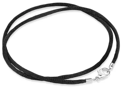 Produktbild von MATERIA Damen Halsband Samt schwarz Textil 2mm 925 Silber Karabiner 8 Längen #K26