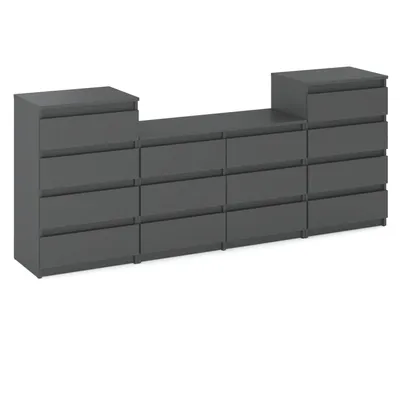A modular dresser set with multiple drawers, shown against a white background.