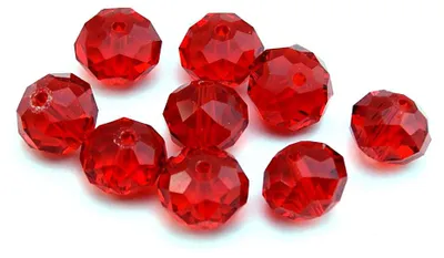 Produktbild von Vintageparts Glasschliffperlen Rondelle Kristallglas rot 10 mm