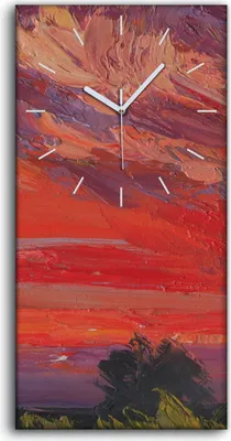 Produktbild von Dekor Leinwand Uhr Wandbilder 30x60 Malerei Abstrakte Landschaft Bäume Himmel - weiße Hände
