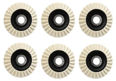 Polierscheiben 125 mm, 6 Stück, Filz, für Winkelschleifer, Polieren