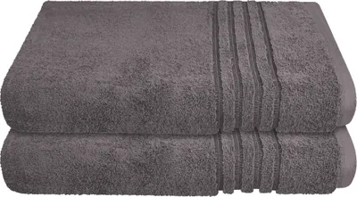 Produktbild von Schiesser Frottier Duschtuch Milano im 2er Set | 100% Baumwolle aus nachhaltiger Produktion | weich, saugstark, farbecht | 70x140cm | Dunkelgrau | Anthrazit
