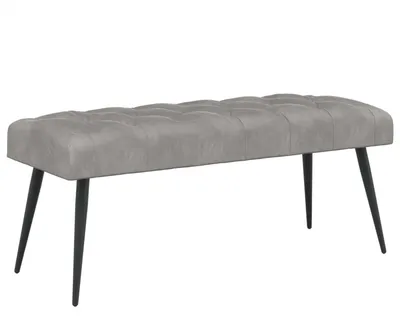 Immagine prodotto di Panca con rivestimento in velluto, grigio chiaro, 110 x 40 x 46 cm, con cuciture a bottone
