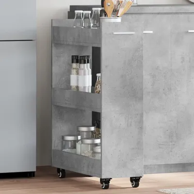 Obrázek produktu pro Skříňka s kolečky betonová šedá 60x22x79 cm materiál na bázi dřeva