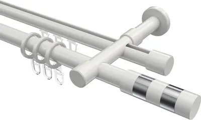 Produktbild von Interdeco Rundrohr-Innenlaufstange / Gardinenstange (Kombination) Weiß, Typ Prestige Mavell (Zylinder Bicolor), 20 mm Ø 2-läufig, 360 cm