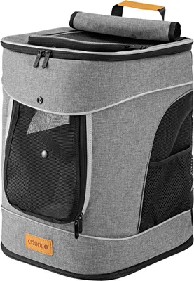 Produktbild von CADOCA® Haustierrucksack bis 20 kg verstellbare Gurte faltbar Kurzleine Haustier Tragetasche Hunderucksack Katzenrucksack Katze Hund Rucksack Grau