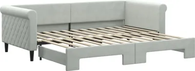 Zdjęcie produktu dla vidaXL Łóżko dzienne rozkładane jasnoszare 90x200 cm aksamitne