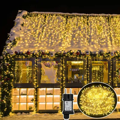 Zdjęcie produktu dla Świąteczna lampka LED, 10 metrów, 100 diod, ciepła biel, 8 trybów świecenia, funkcja pamięci, kabel zasilający 5 metrów, idealna na Boże Narodzenie, do ogrodu, balkonu i na imprezy