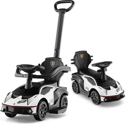 Produktbild von DREAMADE 3-in-1-Fahrspielzeug für Kleinkinder, offiziell lizenzierter Lamborghini mit Hupe, Motorgeräuschen, Schiebegriff, abnehmbarem Geländer & Stauraum unter dem Sitz, Rutschauto für 1-3 Jährige