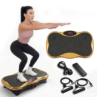Image de Extralink Plateforme Vibrante 200 W Fitness, 99 Vitesses, 5 Programmes, Bluetooth, Dorée