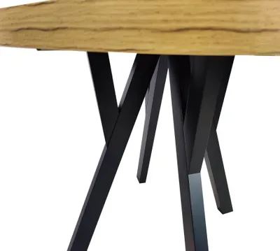 Produktbild von Runder Esstisch Ausziehtisch RO-7 Ø100/200 Eiche Craft mit schwarzen Holzbeinen