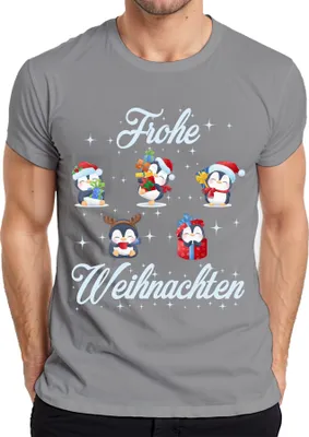 Produktbild von Frohe Weihnachten Pinguine Geschenke - Weihnachten Weihnachtsgeschenk Christmas Herren T-Shirt, Grau, XXL