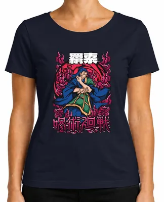 Productafbeelding van Jujutsu Kaisen Anime, Vlammenmagiër, Japans Manga, Anime-esthetiek, cadeau, dames T-shirt, marineblauw, XXL