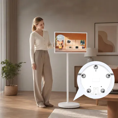 Produktbild von AIORBER Mobiler Smart Screen mit Rollen, 32 Zoll FHD Touch Display, Smart TV mit Kamera, Weiß