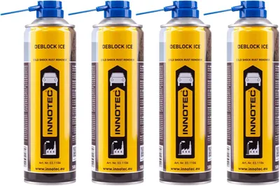 Immagine prodotto di 4 pezzi Innotec Deblock Ice Antiruggine a freddo 500 ml aerosol – a base di MoS₂ – effetto shock termico fino a −180 °C – elevato effetto capillare – senza silicone