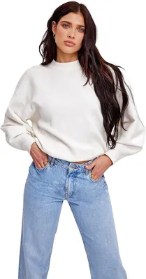 Produktbild von Modischer Damen Pullover, Rollkragenpullover, Sweater, Einheitsgröße, Größen 38–44 – Weiß