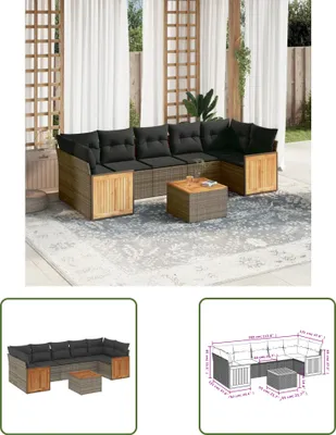 Produktbild von The Living Store 8-tlg. Garten-Sofagarnitur mit Kissen Grau Poly Rattan