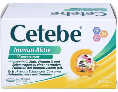 Produktbild von Cetebe Immun Aktiv Tabletten für eine normale Funktion des Immunsystems, 60 St. Tabletten