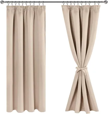 Produktbild von Verdunkelungsgardinen mit Faltenband, beige, 167 x 183 cm, 2er-Set