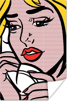 Produktbild von MuchoWow® Poster Pop-art Frau mit Telefon 120x180 cm - Kunstposter
