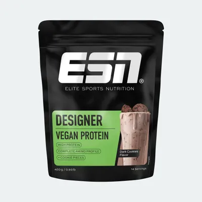 Produktbild von ESN Designer Vegan Protein 2.0-420g Beutel Dark Cookies