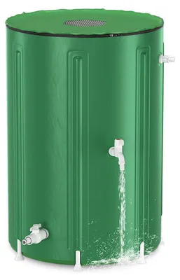 Produktbild von Ikodm 380L Regentonne Faltbar Grün mit Wasserhahn – Regenwassertonne Regenfass Wassertank PVC Regenwasserspeicher