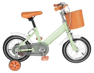 Obrázok produktu pre Detské bicykel 12 palcov s košíkom a stabilizátormi - zelený/žltý/ružový