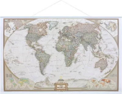 Image de Carte du monde NGS comme poster en allemand, avec baguettes, environ 88x58cm