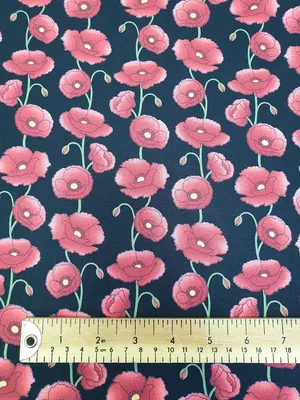 Baumwoll-Poplin-Stoff, Mohnblumenprint, 112 cm breit, pro Meter